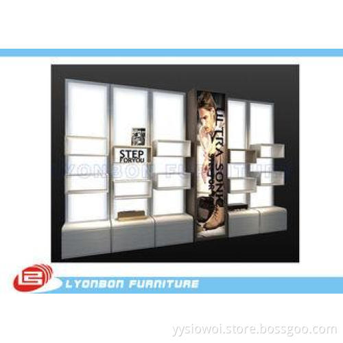MDF Cubicle Slatwall Gondola Display Stands For Shoes Prese